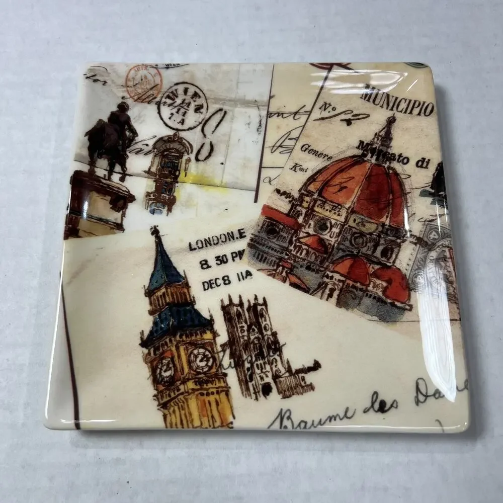 Williams Sonoma Grand Tour Plates Set of 4 Marc Lacaze 2008 Appetizer NIB